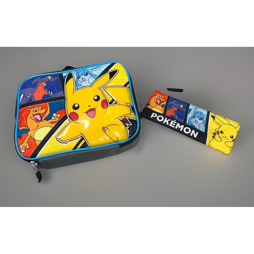 Pokémon Soft Side Insulated Lunch Box Bioworld Charizard Pikachu Plus Pencil Bag